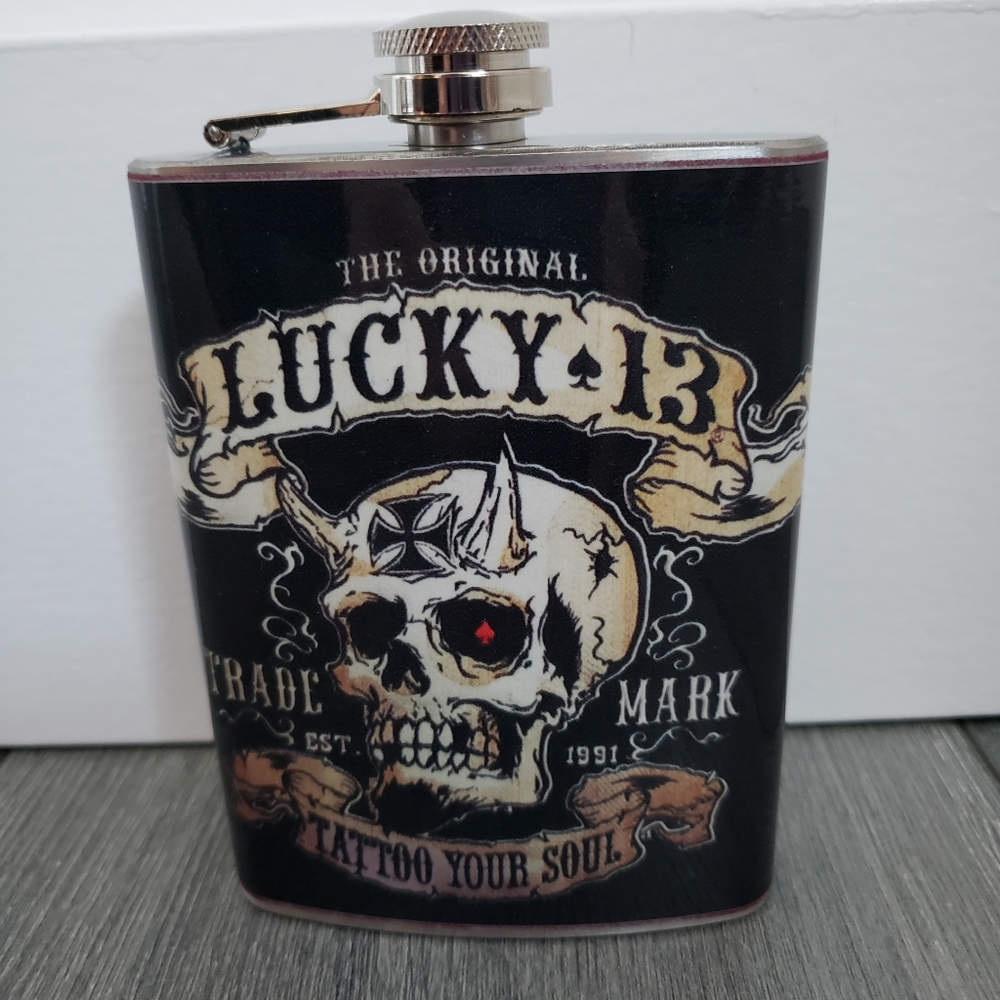 The Original Lucky 13 Tattoo Your Soul Flask 8 oz